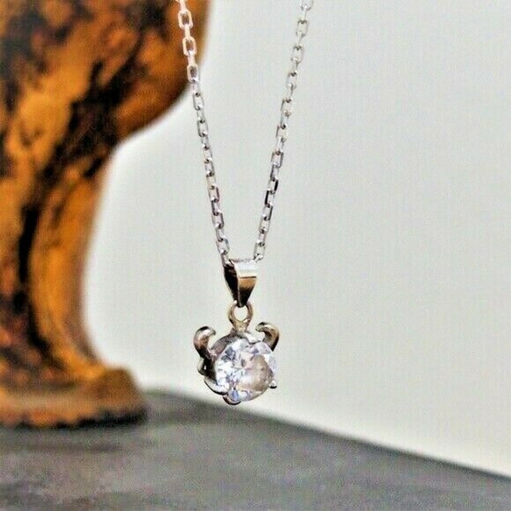 SterlingSilver Chain CZ Sterling PendantNecklace - Picture 1 of 4